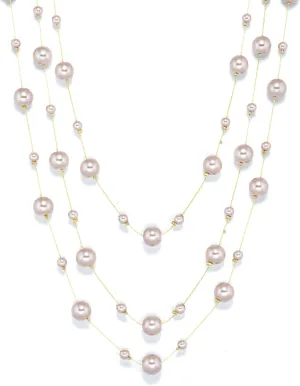 Long Pearl Necklaces for Women, 14K Gold Plated Long Layered Necklaces, Sweater Strand Chain Necklaces Fashion Jewelry, Christmas Birthdays Mother's Day Gifts