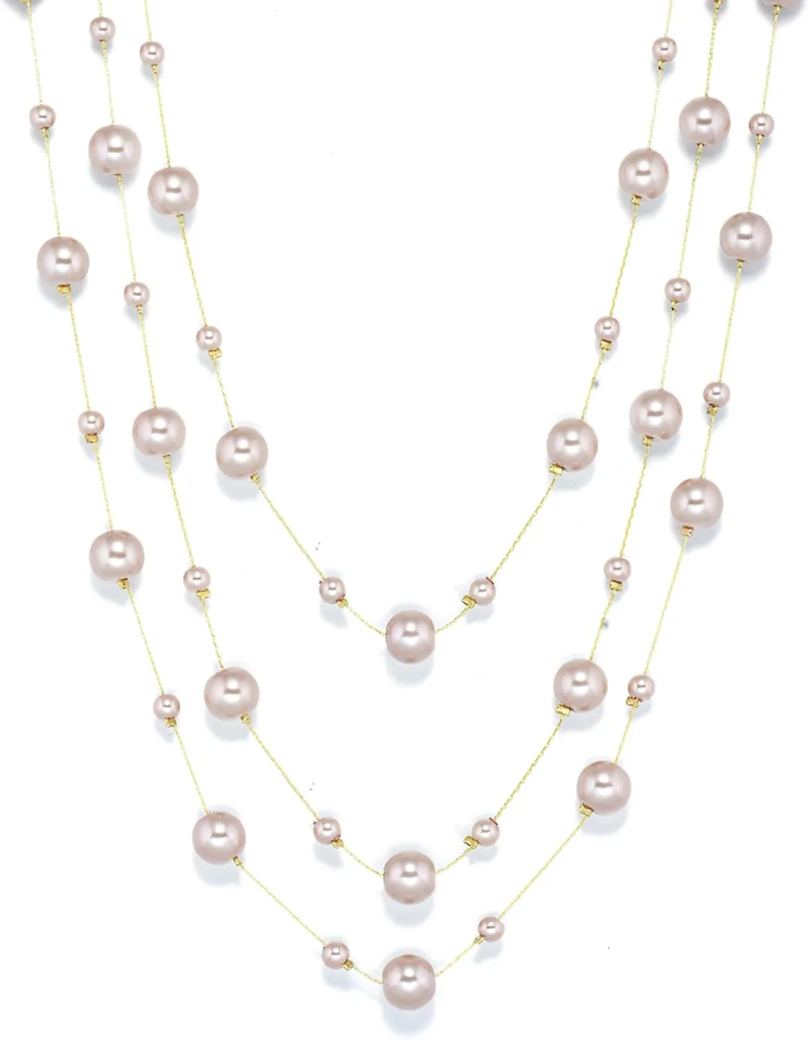 Long Pearl Necklaces for Women, 14K Gold Plated Long Layered Necklaces, Sweater Strand Chain Necklaces Fashion Jewelry, Christmas Birthdays Mother's Day Gifts