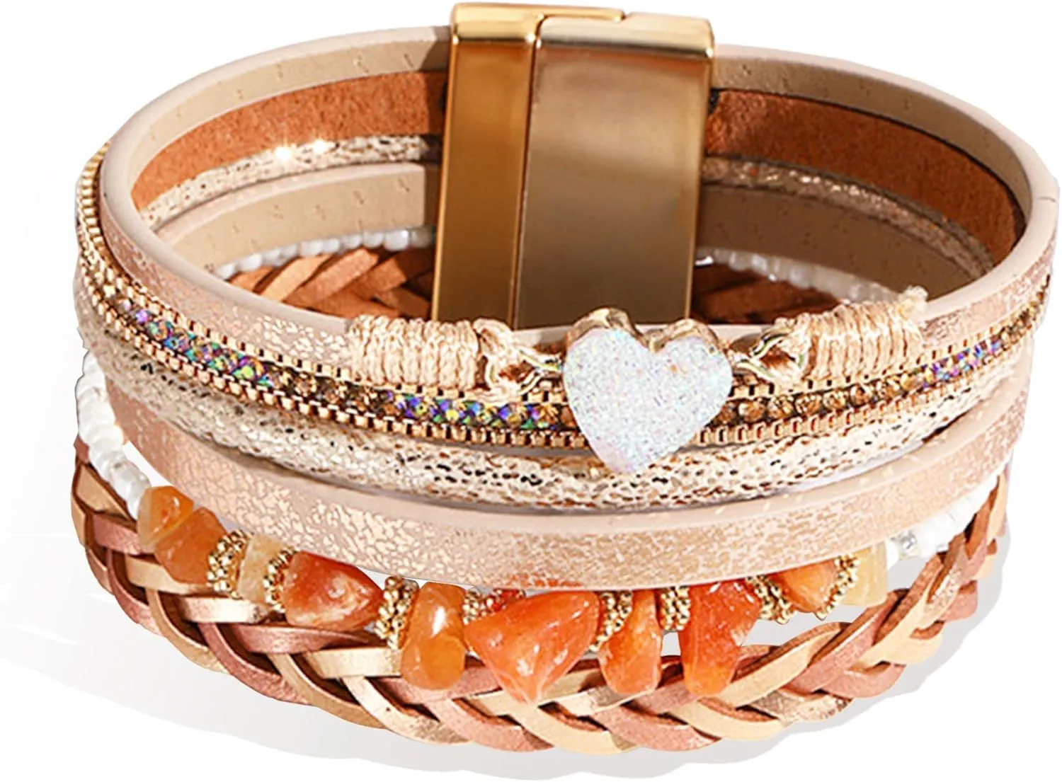 Long tiantian Bracelets for Women Trendy Heart Bangle Cuff Bracelets