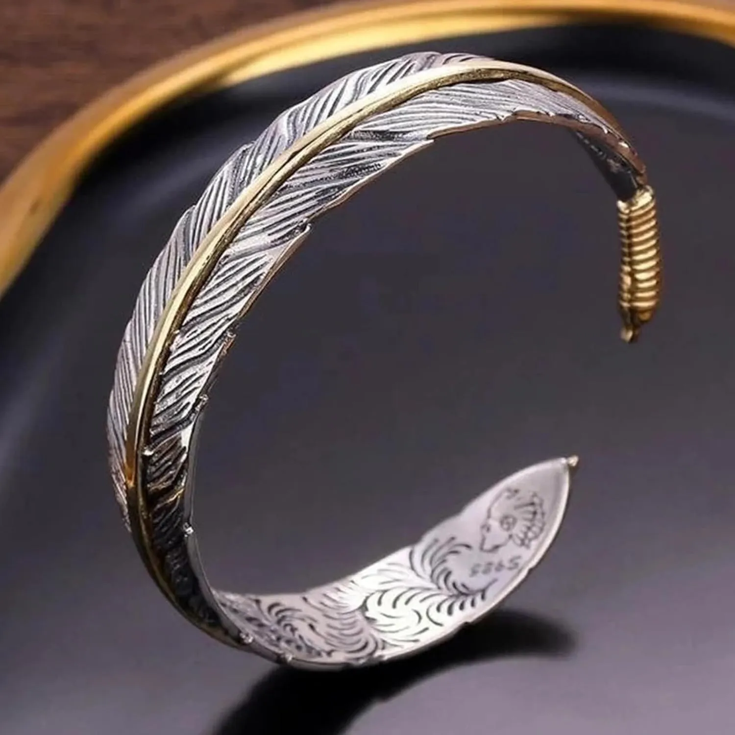 Long tiantian Gold Cuff Bracelets Trendy Sliver Chunky Bangle Bracelets