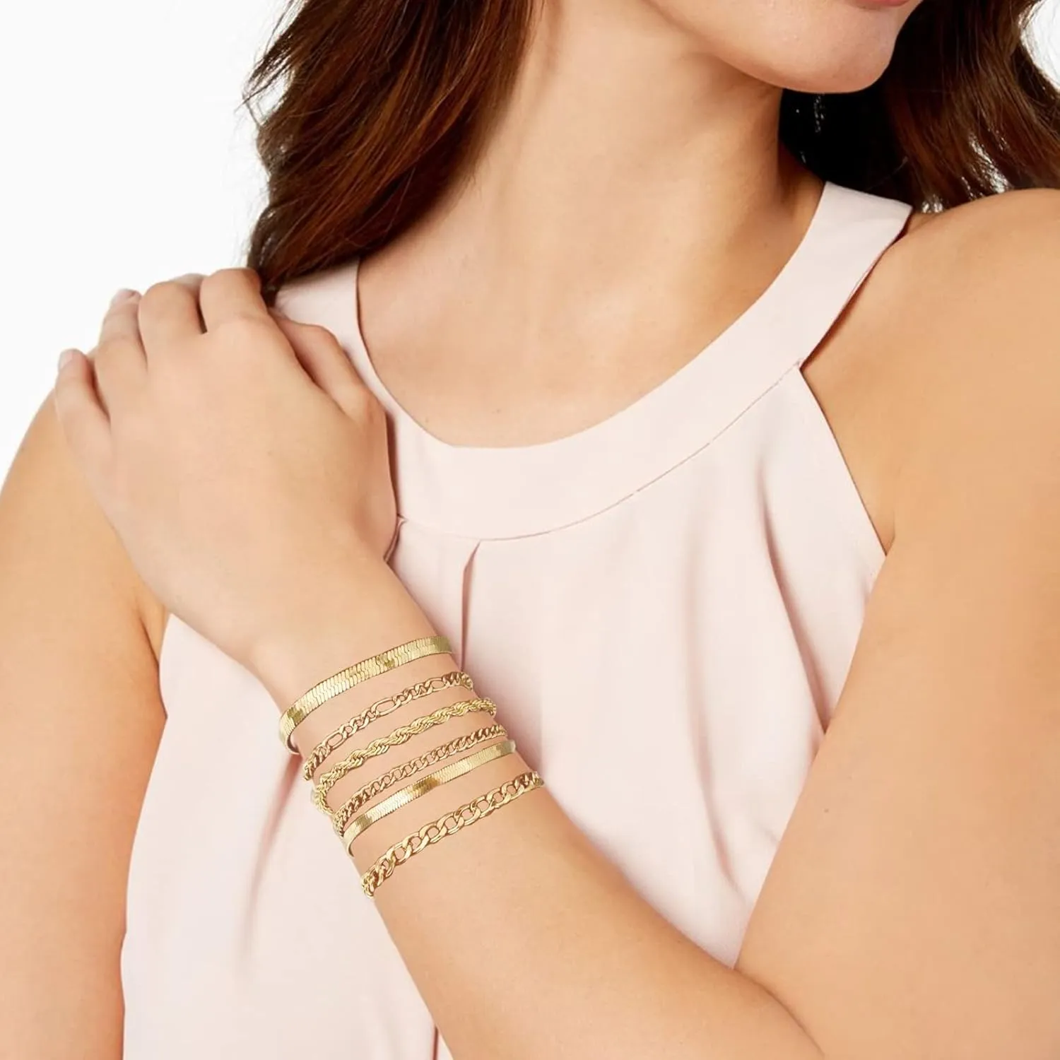 Long tiantian Gold Cuff Bracelets Trendy Sliver Chunky Bangle Bracelets