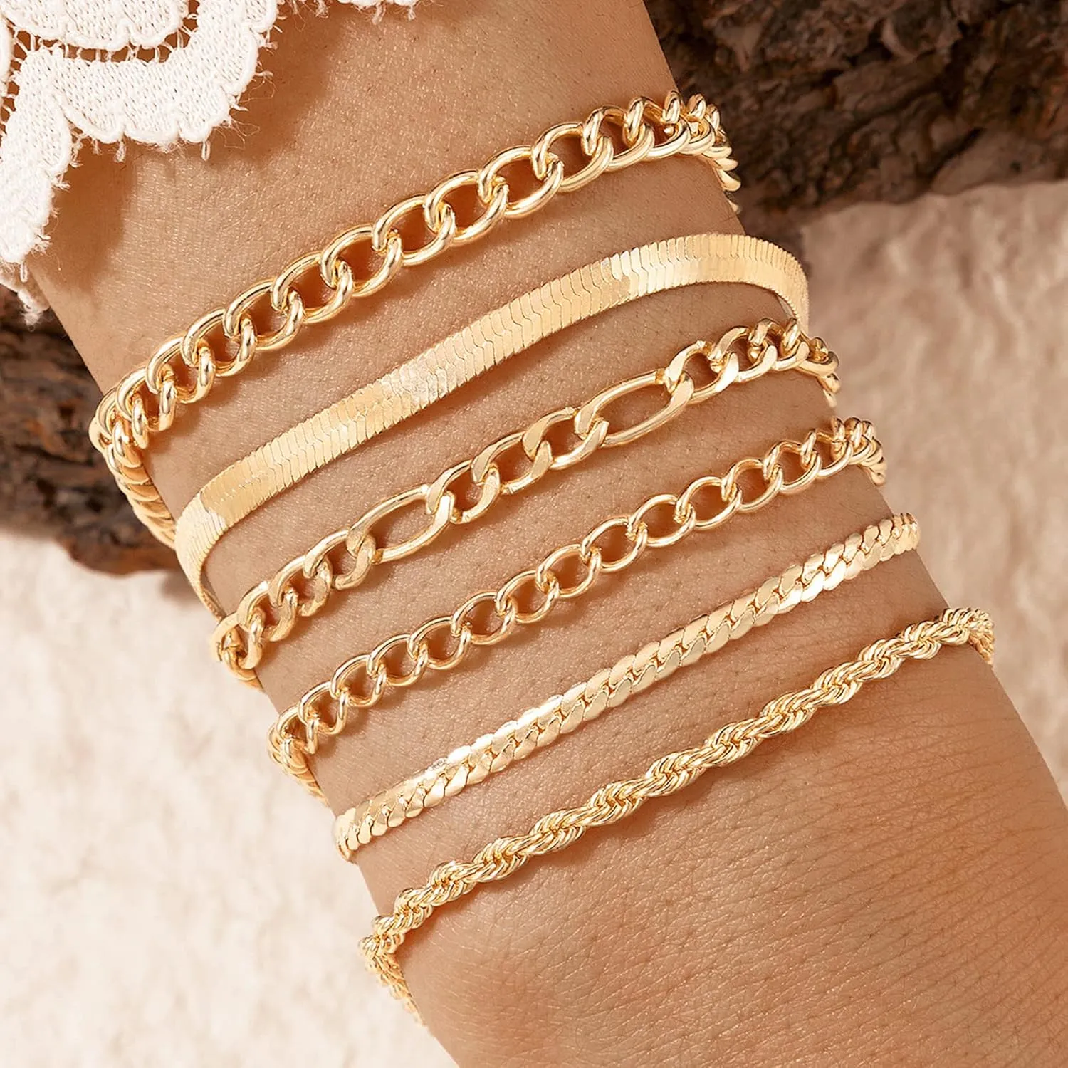 Long tiantian Gold Cuff Bracelets Trendy Sliver Chunky Bangle Bracelets