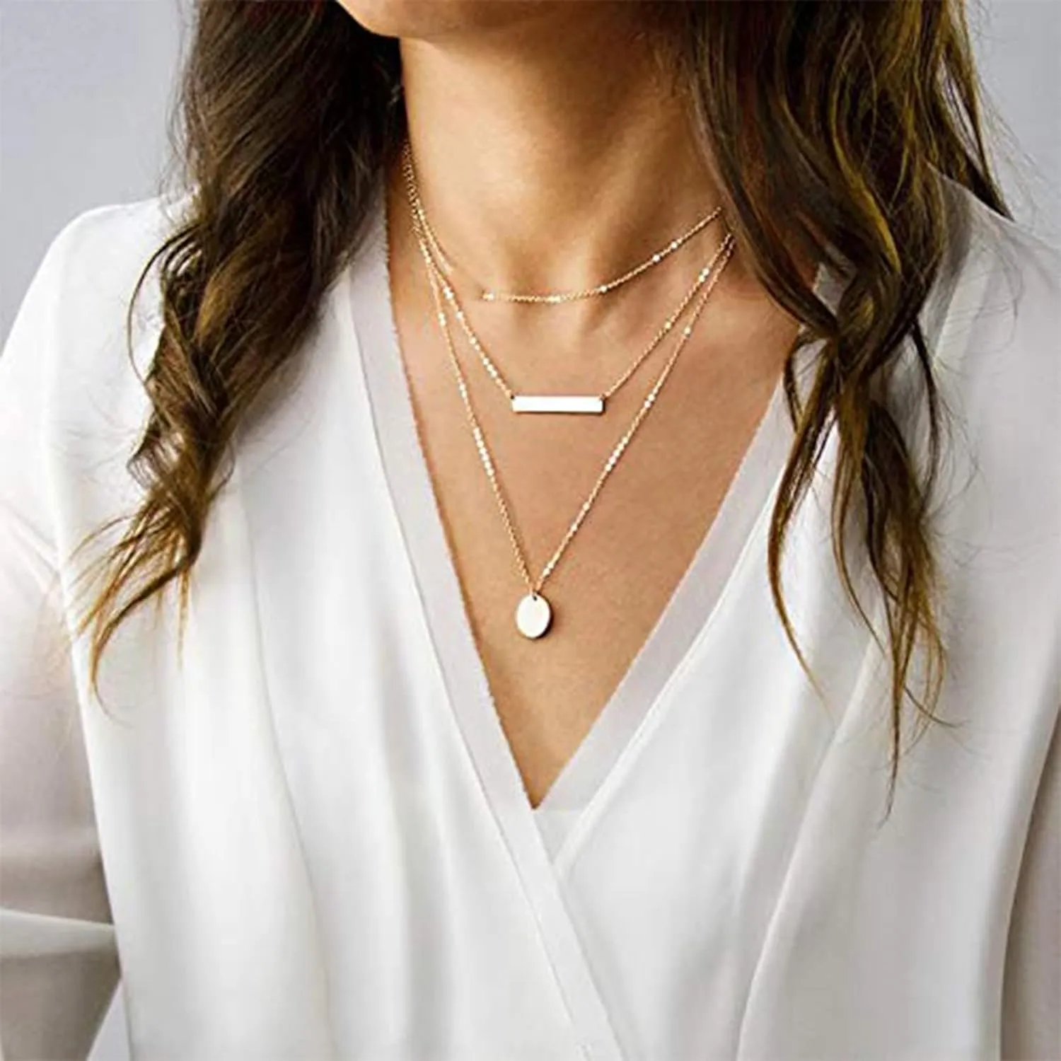 Long tiantian Gold Necklace Stack Layered Necklaces for Women Stacked Necklaces Gold Pendant Necklace Layering Necklaces for Women Stack Dainty Necklace Gold Jewelry Set