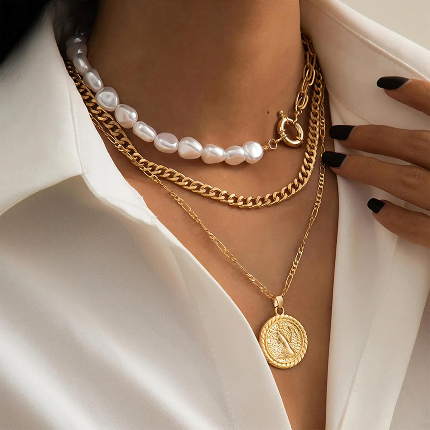 Long tiantian Layered Necklaces for Women Western Jewelry for Women Stack Coin Necklace Country Necklace Trendy Boho Summer Beach Vacation Accessories