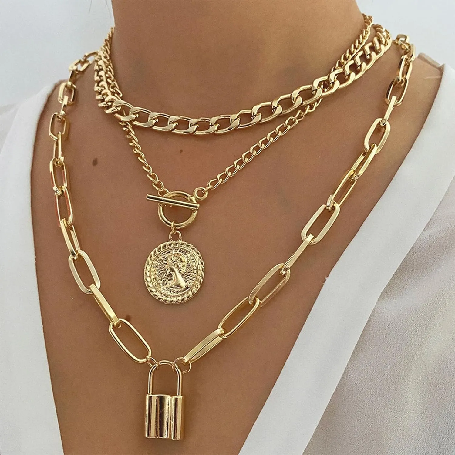 Long tiantian Layered Necklaces for Women Western Jewelry for Women Stack Coin Necklace Country Necklace Trendy Boho Summer Beach Vacation Accessories
