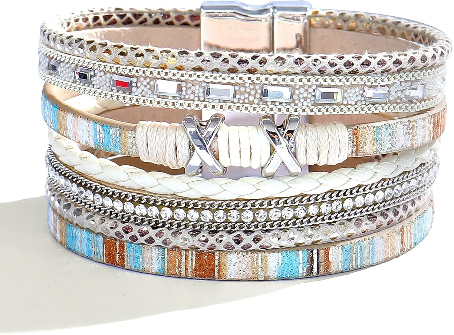 Long tiantian Leather Wrap Bracelets for Women Boho Leopard Multi-Layer Cuff Bracelet Stackable Bracelets Boho Bracelets for Women Western Bracelets Jewelry Gifts Stocking Stuffers