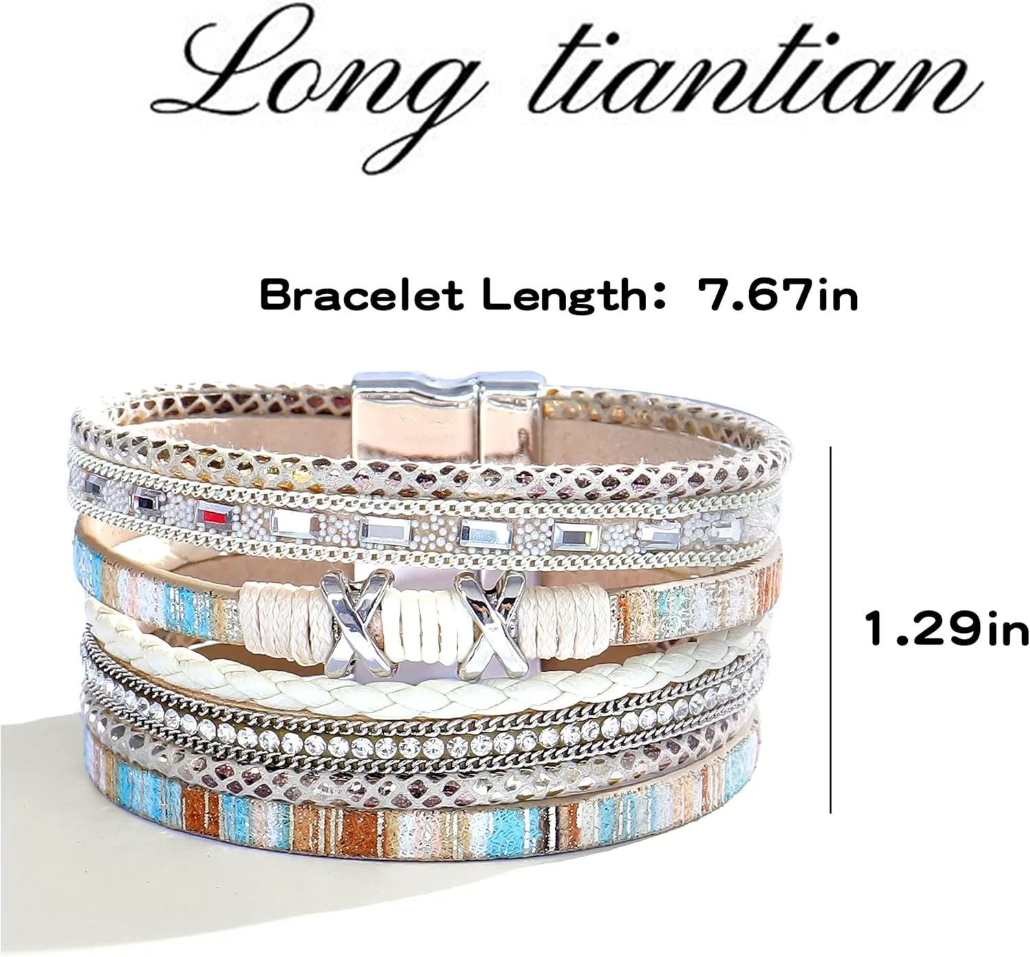 Long tiantian Leather Wrap Bracelets for Women Boho Leopard Multi-Layer Cuff Bracelet Stackable Bracelets Boho Bracelets for Women Western Bracelets Jewelry Gifts Stocking Stuffers