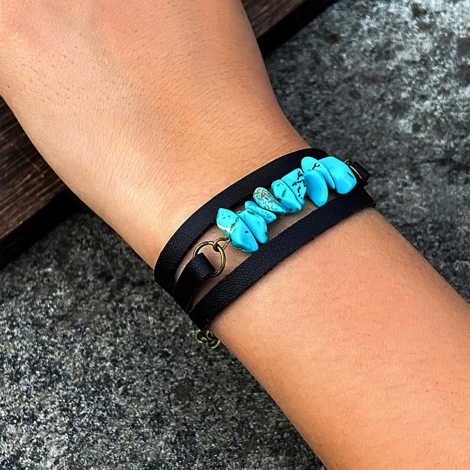 Long tiantian Multi-Layer Leather Cuff Bracelet Gifts Trendy Stuff Boho Wrap Bracelets Boho Crystal Beads Cuff Bracelet Jewelry Leather Layered Bracelets for Sister Friend Gifts