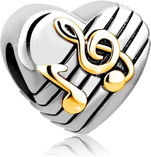 Love Music Charm Compatible with Pandora Charm Bracelet Silver Musician Bead Melody Song Beat Charm Birthday Anniversary