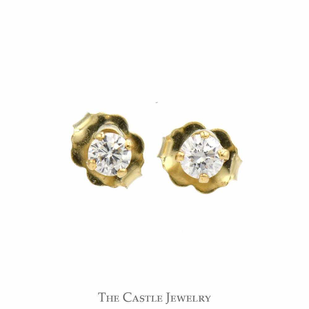 1/4cttw Round Diamond Stud Earrings in 10k Yellow Gold Butterfly Pushbacks Custom Measurement Brilliant Gift