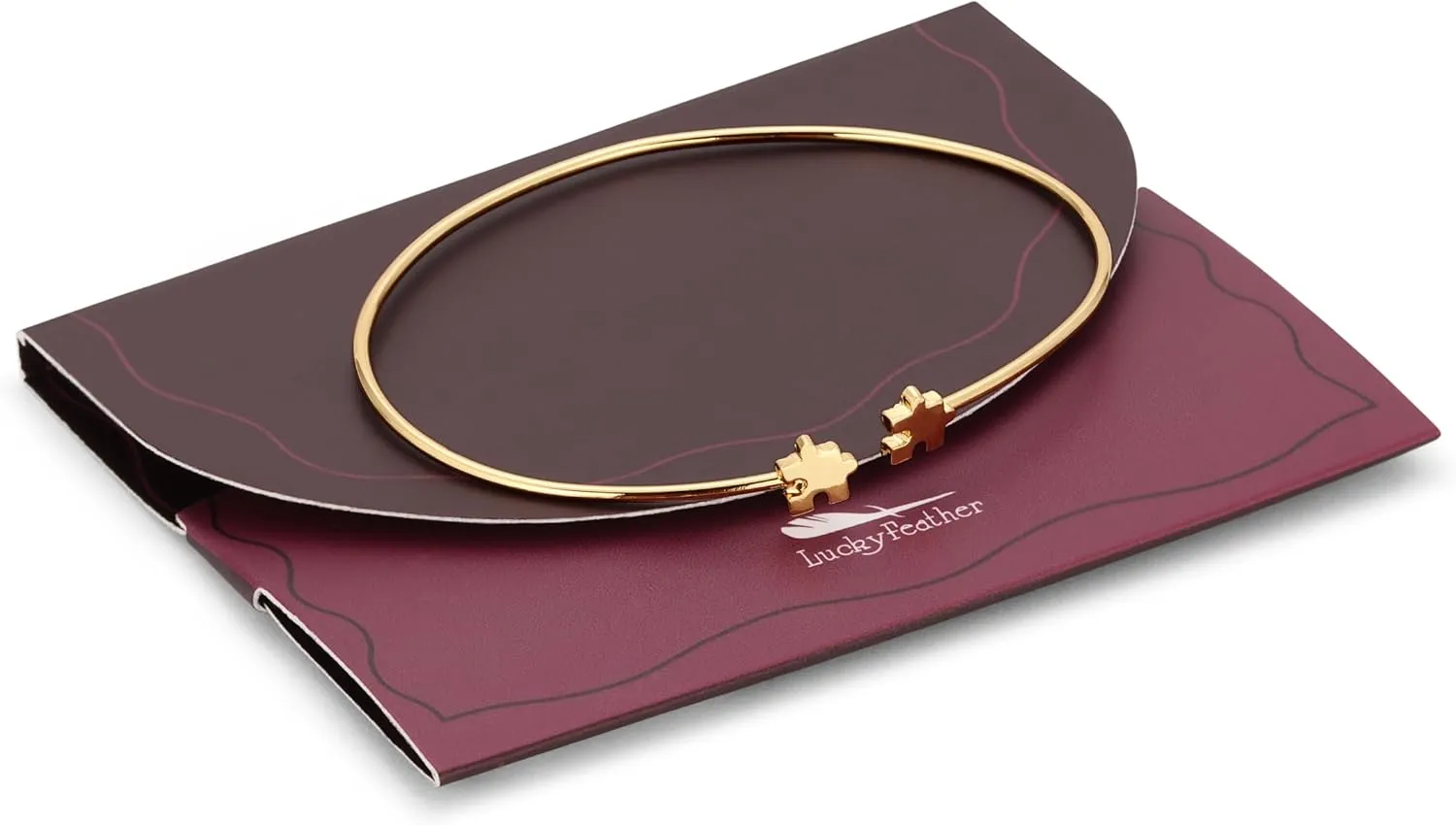 Lucky Feather Connection Gold Cuff Bracelets for Women - Elegant 14k Gold-Dipped Cuff Bracelet - Nickel-Free, Adjustable to Fit Most Wrists - Adorable Gifts for Women and Teenagers