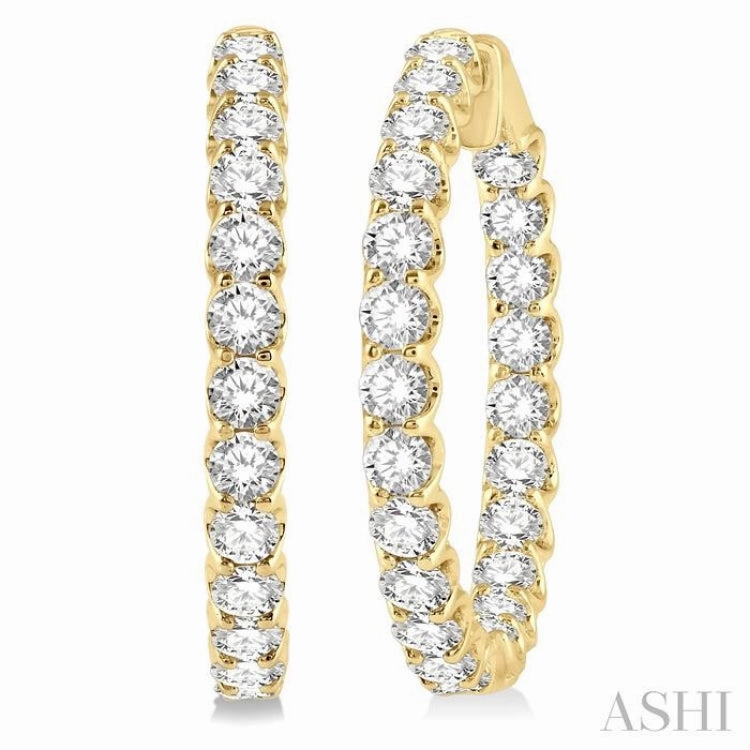7 Ctw Inside-Out Round Cut Diamond Hoop Earrings in 14K Yellow Gold Minimal Appeal Quick Spark