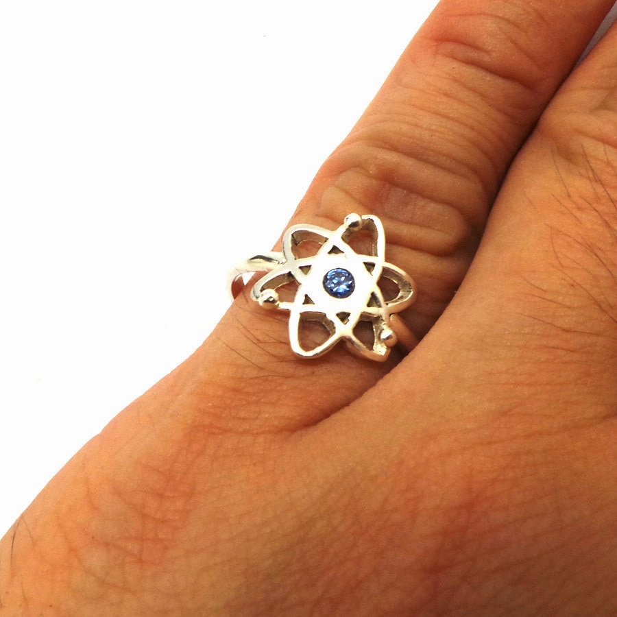 Adjustable For All Trendy Accent Silver Atoms Ring