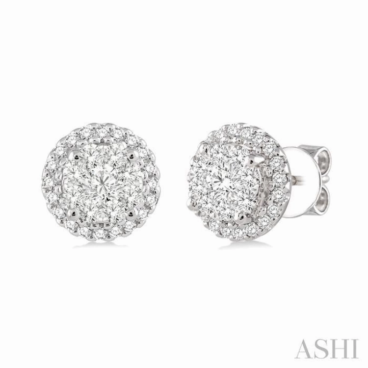 Lush Touch 1/2 Ctw Lovebright Round Cut Diamond Earrings in 14K White Gold