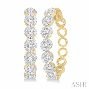 1 1/2 ctw Round Cut Lovebright Diamond Hoop Earrings in 14K Yellow and White Gold Dazzling Jewelry