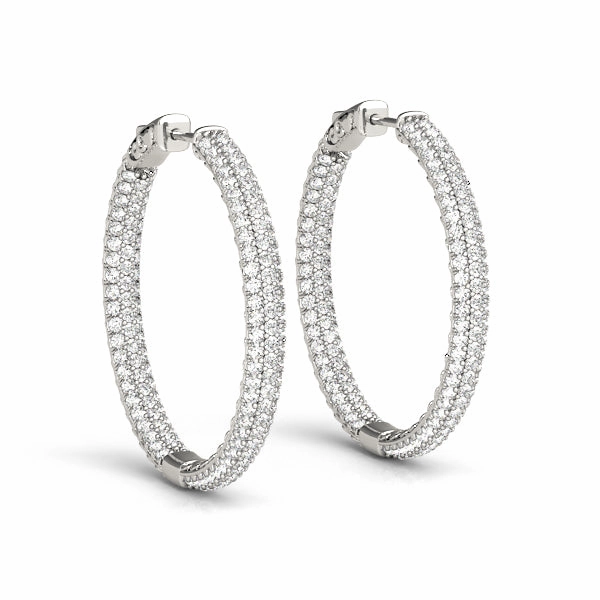 Diamond Inside Out Hoop Earrings Petite Decoration Polished Detail