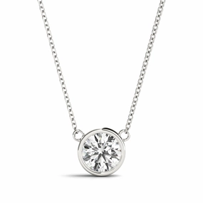 1.0 CT Round Diamond Solitaire Pendant Polished Accent