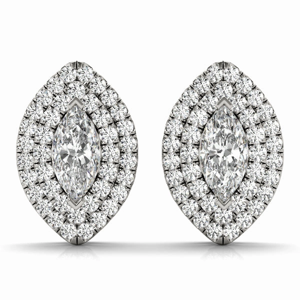 Diamond Halo Round Earrings Delicate Embellishment