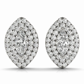 Diamond Halo Round Earrings Delicate Embellishment