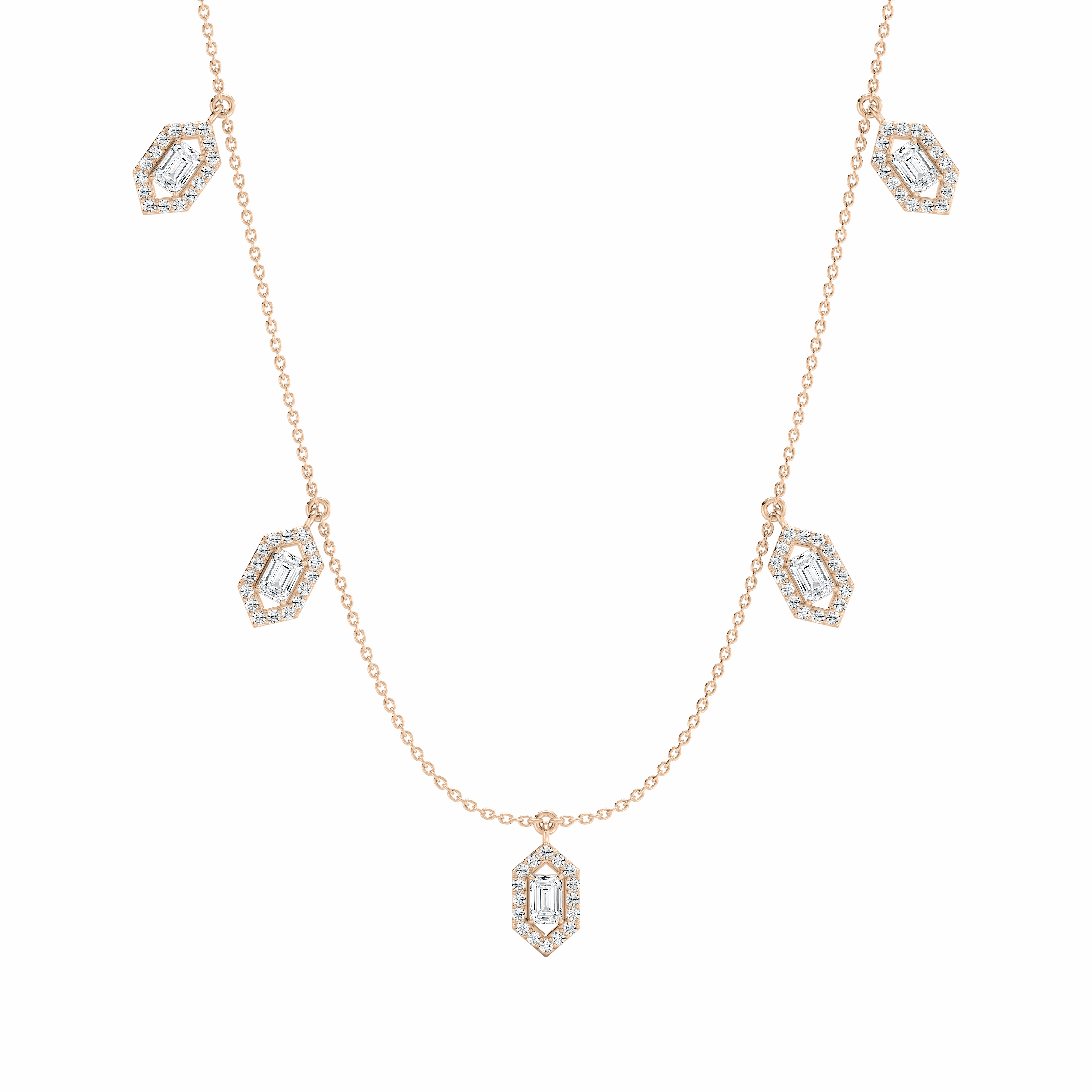 2 ? ctw Emerald Lab Grown Diamond Halo Station Necklace - 18 Inches Subtle Elegance Perfect Accessory