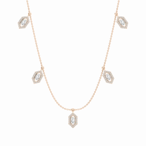 2 ? ctw Emerald Lab Grown Diamond Halo Station Necklace - 18 Inches Subtle Elegance Perfect Accessory