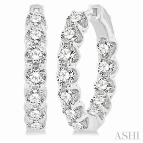 Shine Appeal 4 ctw Inside-Out Round Cut Diamond Hoop Earrings in 14K White Gold