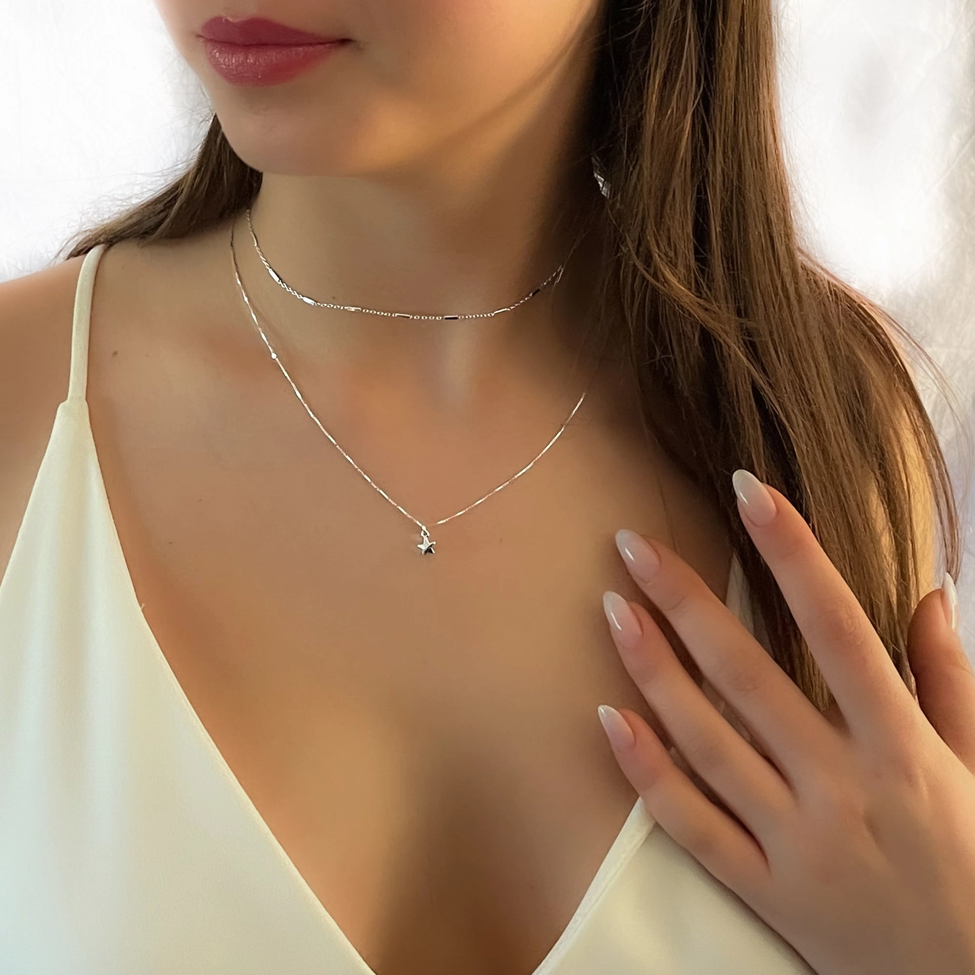 Silver Star Charm Necklace Pretty Design summer look