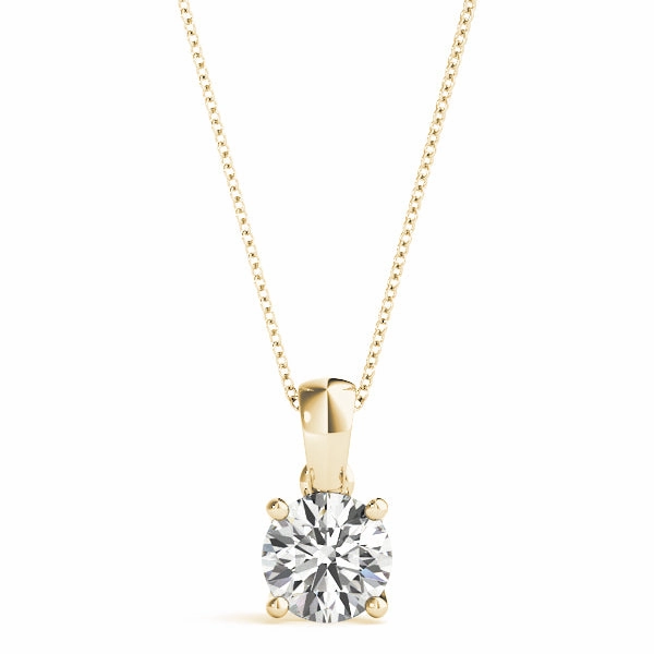 1.0 CT Round Diamond Solitaire Pendant Radiant Accent