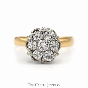 1/2cttw 7 Round Diamond Cluster Ring in 14k Yellow Gold Timeless Accessory State Emblem