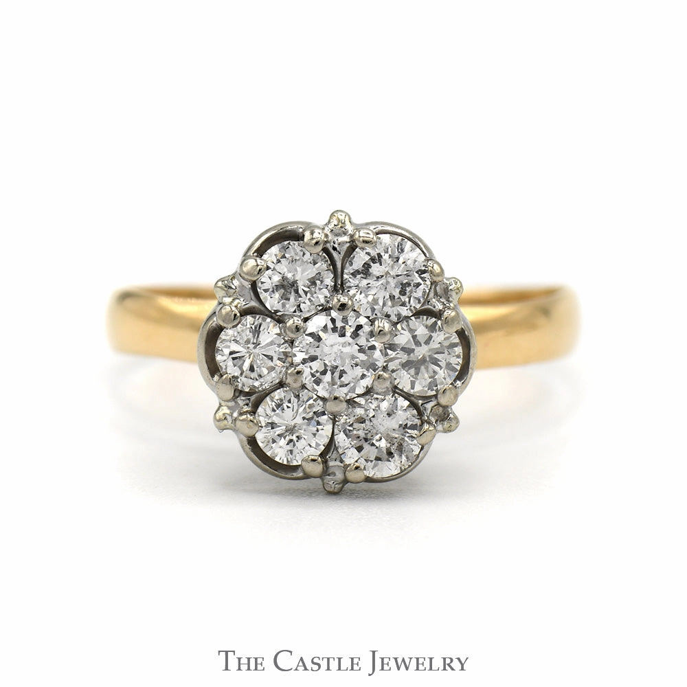 1/2cttw 7 Round Diamond Cluster Ring in 14k Yellow Gold Timeless Accessory State Emblem