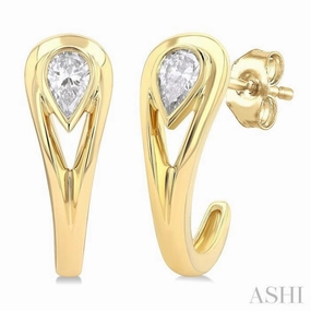 1/3 Ctw Pear Cut Diamond Half Hoop Fashion Earrings in 14K Yellow Gold Beach Vibes