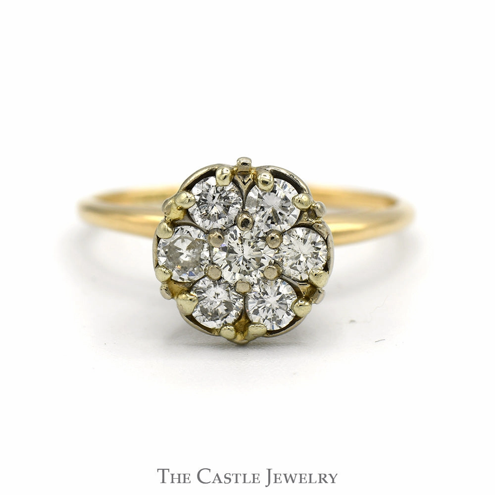 7 Round Brilliant Cut 1cttw Diamond Cluster Ring in 10k Yellow Gold highly recommended Meaningful Symbol