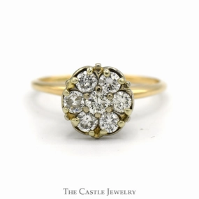 7 Round Brilliant Cut 1cttw Diamond Cluster Ring in 10k Yellow Gold highly recommended Meaningful Symbol