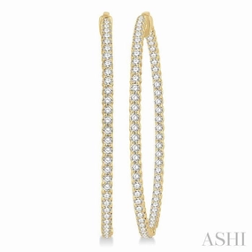 5 ctw Inside-Out Round Cut Diamond 2-Inch Hoop Earrings in 14K Yellow Gold Versatile Touch Seasonal Gift