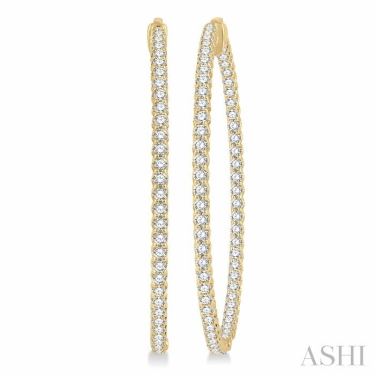 5 ctw Inside-Out Round Cut Diamond 2-Inch Hoop Earrings in 14K Yellow Gold Versatile Touch Seasonal Gift