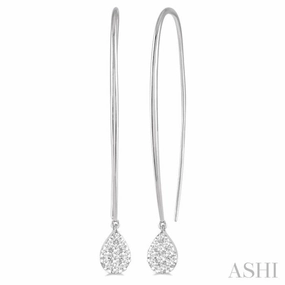 1/2 ctw Pear Shape Dangler Lovebright Round Cut Diamond Earring in 14K White Gold Bold Moment Dynamic Highlight