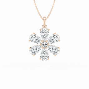4 ? ctw Pear and Round Lab Grown Diamond Flower Pendant - 18 Inches Superior Piece
