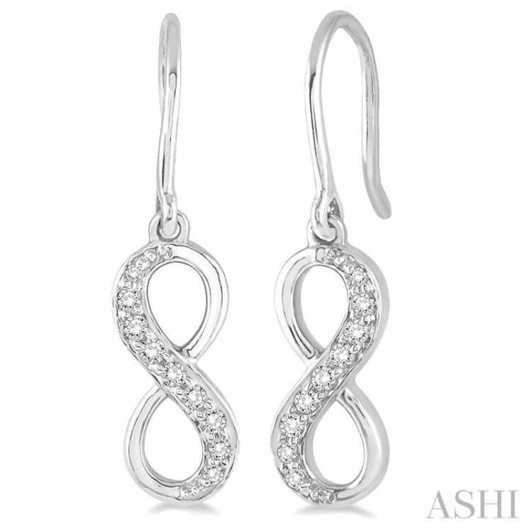 1/6 Ctw Round Cut Diamond Infinity Petite Earrings in 14K White Gold Radiant Finish Pieces
