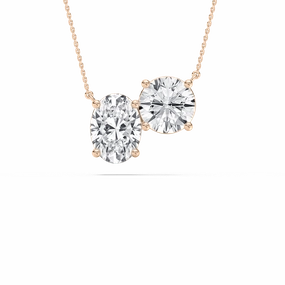 Beautiful Present 2 ctw Oval and Round Lab Grown Diamond Offset Two Stone Pendant - 18 Inches