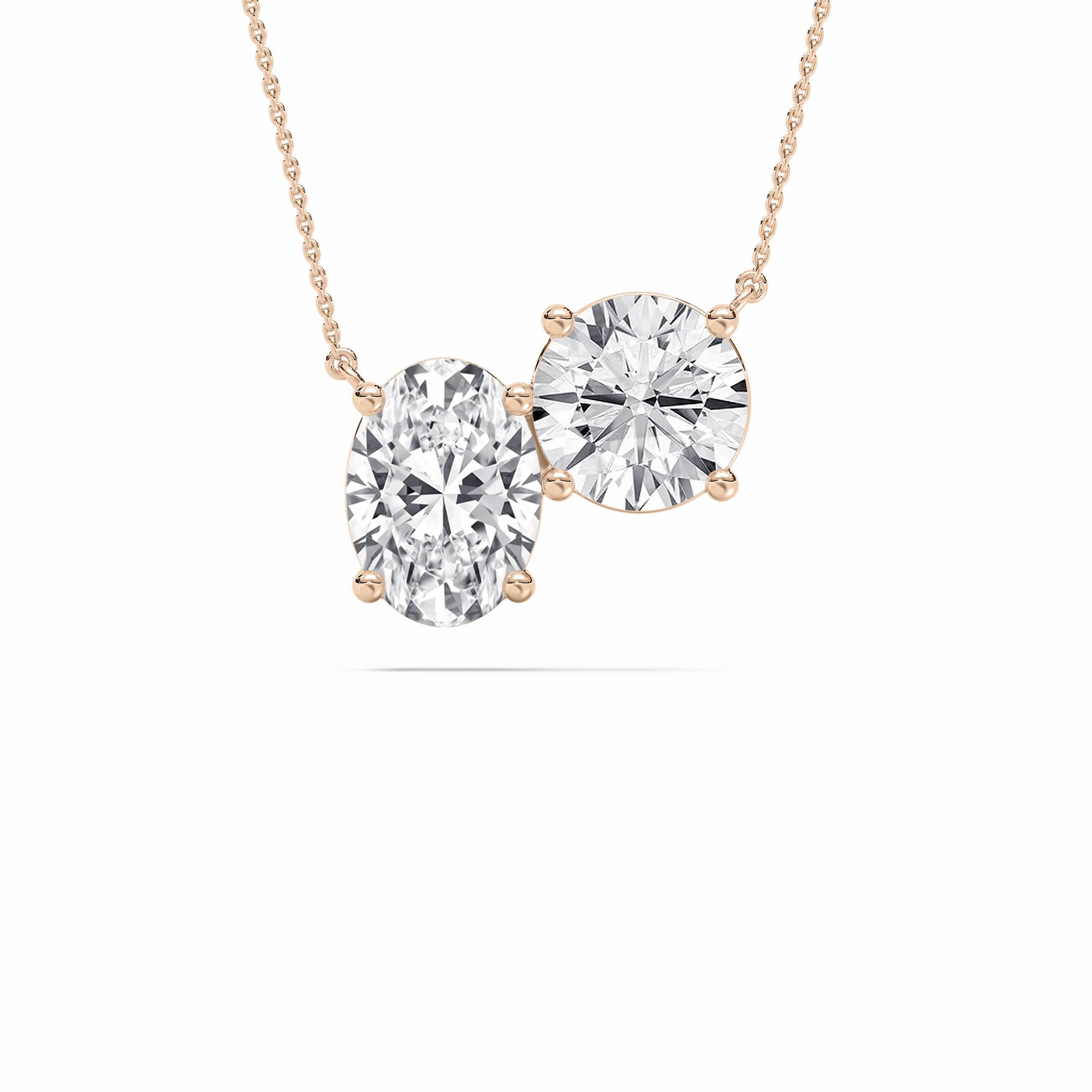 Effortless Style Urban Lifestyle 2 ctw Oval and Round Lab Grown Diamond Offset Two Stone Pendant - 18 Inches
