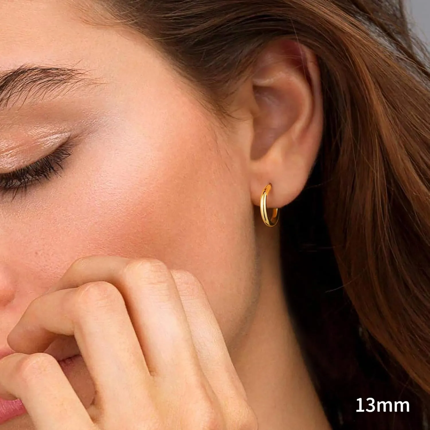 M MOOHAM Gold Hoop Earrings for Women - Hypoallergenic 14K Real Gold 925 Sterling Silver Post Sensitive Ears Nickel Free Hoops Earrings Set for Women Jewelry Lightweight 13-60mm