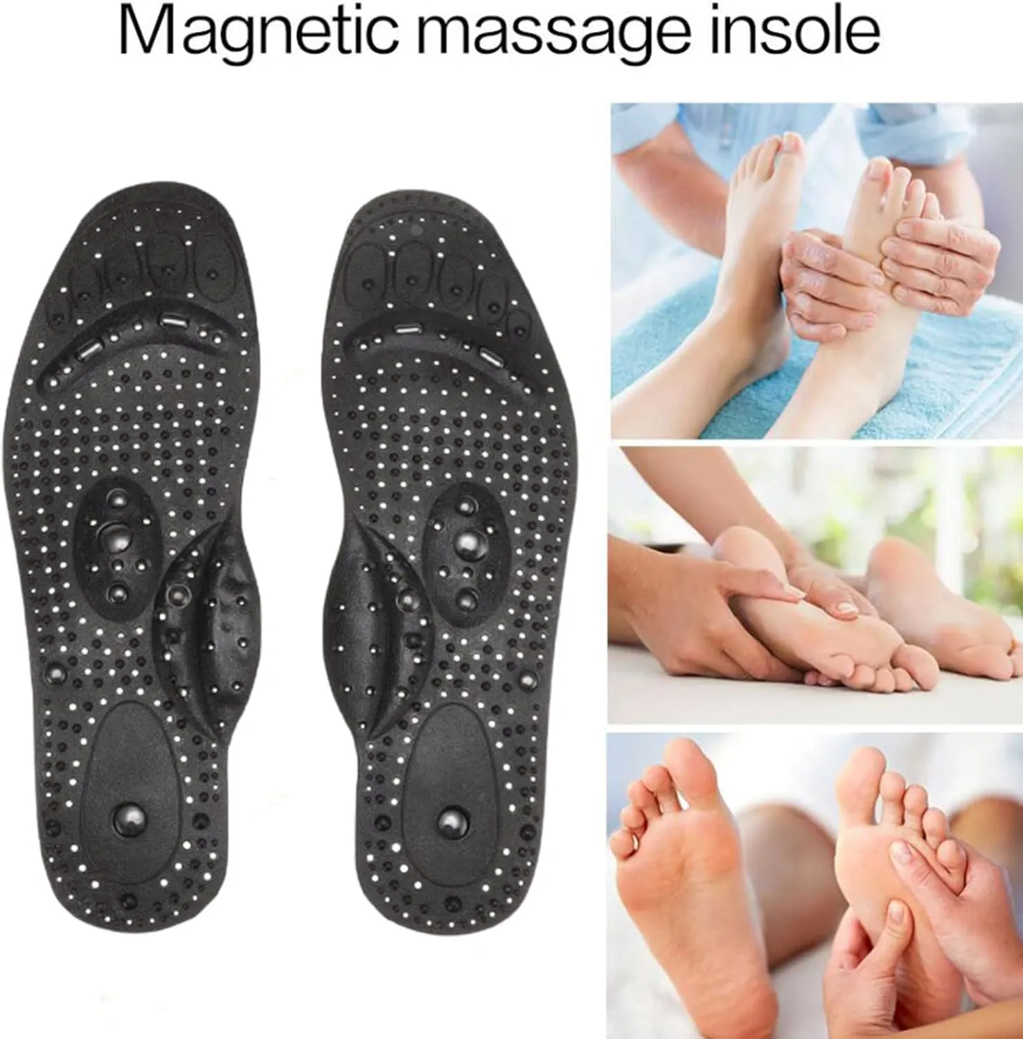 Magnetic Acupressure Insoles Foot Massage Shoe-Pad Foot Reflexology Pain Relief Shoe Inserts Foot Insoles with 8 Magnets