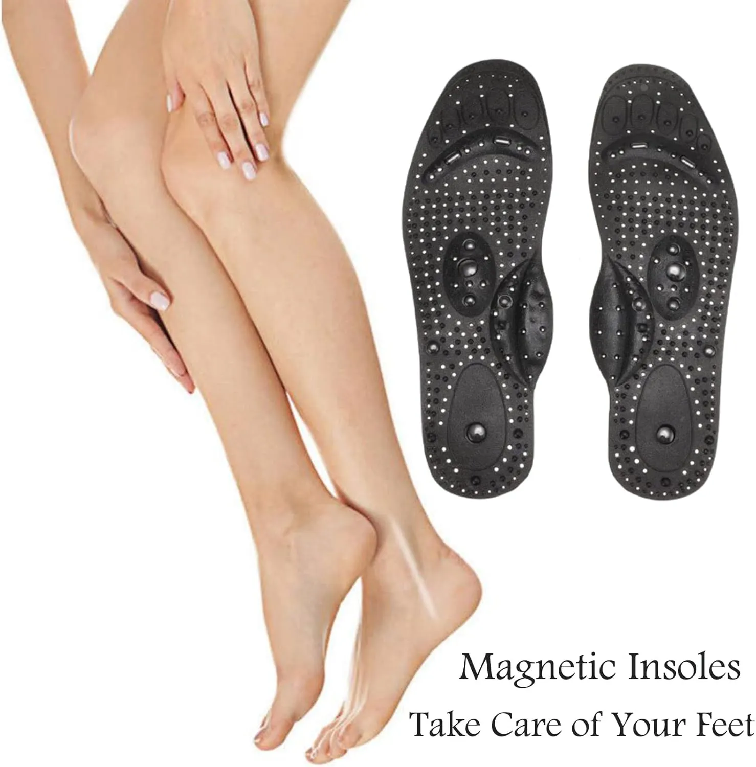 Magnetic Acupressure Insoles Foot Massage Shoe-Pad Foot Reflexology Pain Relief Shoe Inserts Foot Insoles with 8 Magnets