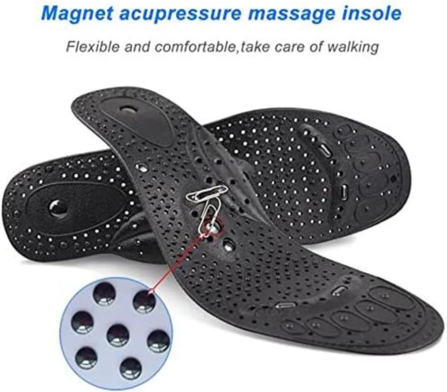 Magnetic Acupressure Insoles Foot Massage Shoe-Pad Foot Reflexology Pain Relief Shoe Inserts Foot Insoles with 8 Magnets