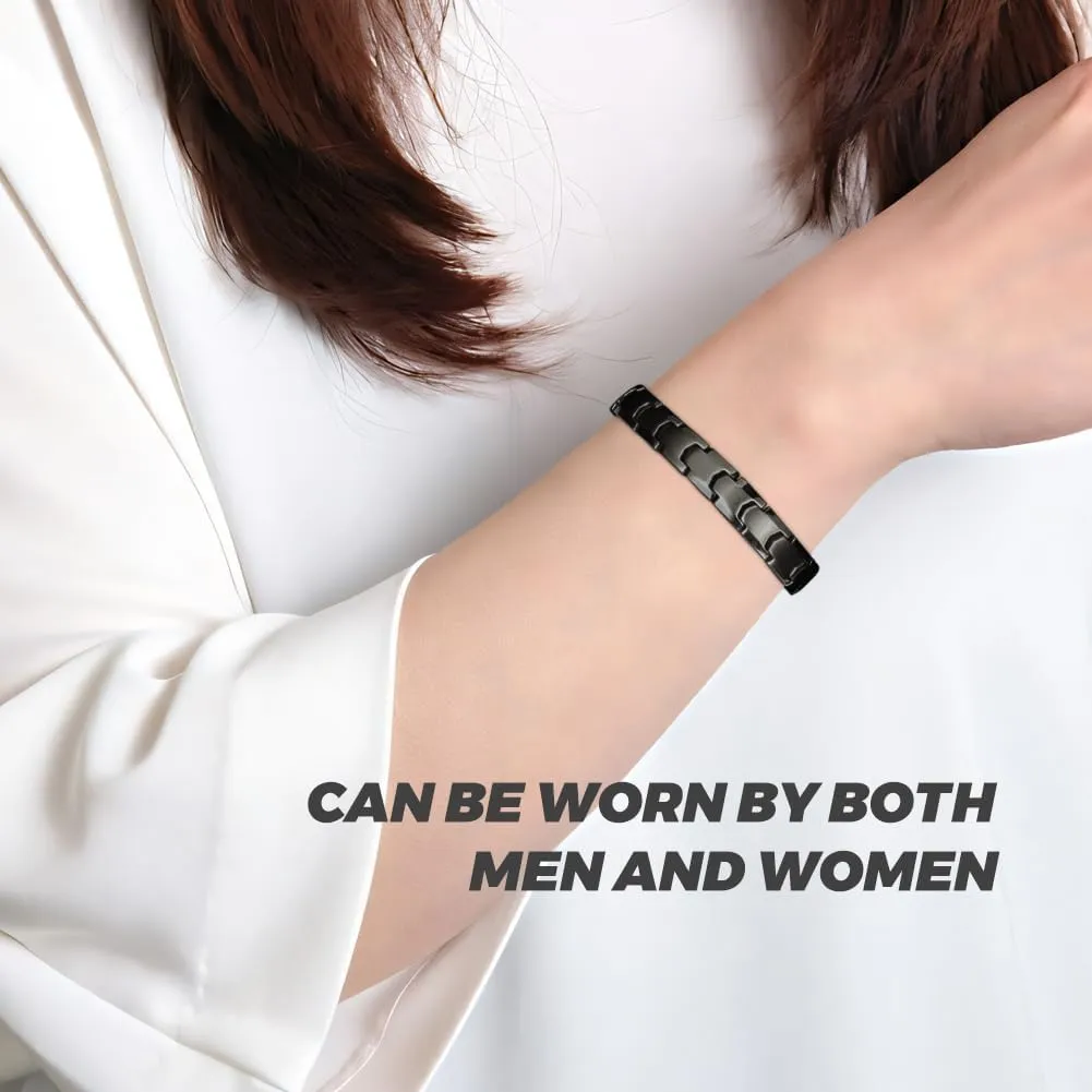 Magnetic Bracelet for Men, 10mm Stainless Steel Magnetic Bracelets with Single Row Ultra Strength Magnets, Adjustable size Magnetic Therapy Jewelry Gift for Men