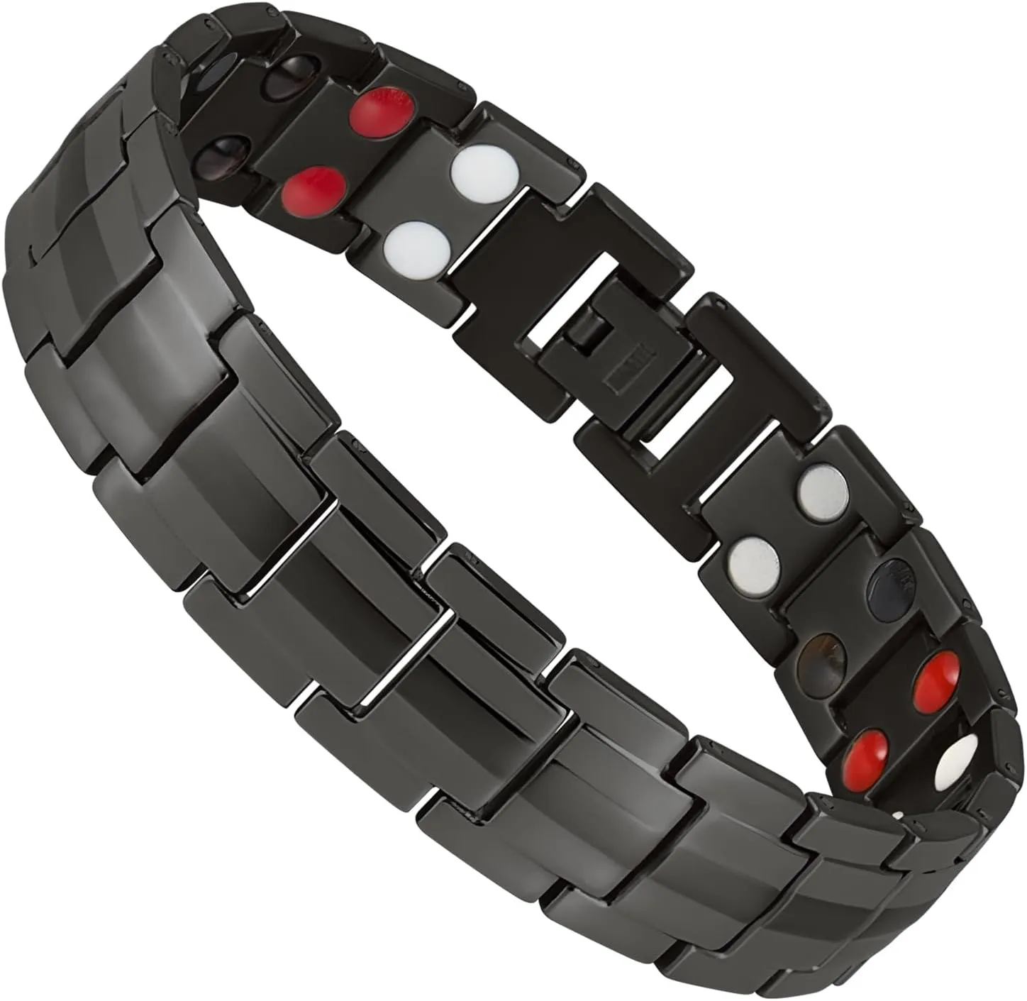 Magnetic Bracelet for Men, 15mm Stainless Steel Magnetic Bracelets with Double Row Ultra Strength Magnets Adjustable size Magnetic Therapy Jewelry with Size Adjustment Tool