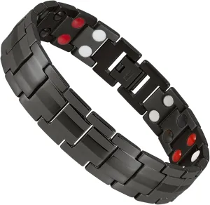 Magnetic Bracelet for Men, 15mm Stainless Steel Magnetic Bracelets with Double Row Ultra Strength Magnets Adjustable size Magnetic Therapy Jewelry with Size Adjustment Tool