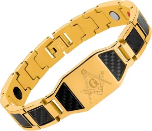 Magnetic Bracelet for Men, 4 Elements Stainless Steel Magnetic Bracelets with Single Row Ultra Strength Magnets, Adjustable size Magnetic Therapy Jewelry Gift for Men
