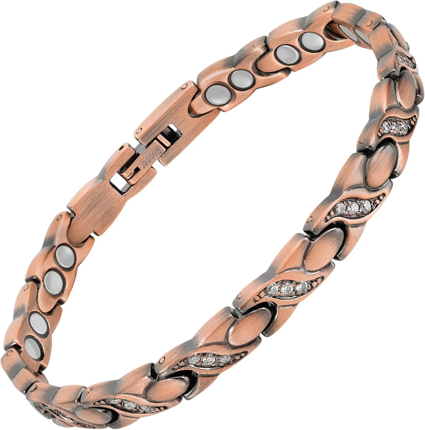 MagnetRX Copper Bracelets for Women – Ultra Strength Magnetic Crystal Bracelet for Women – Adjustable Copper Bracelet with Crystals with Included Sizing Tool (Crystal XO Style)