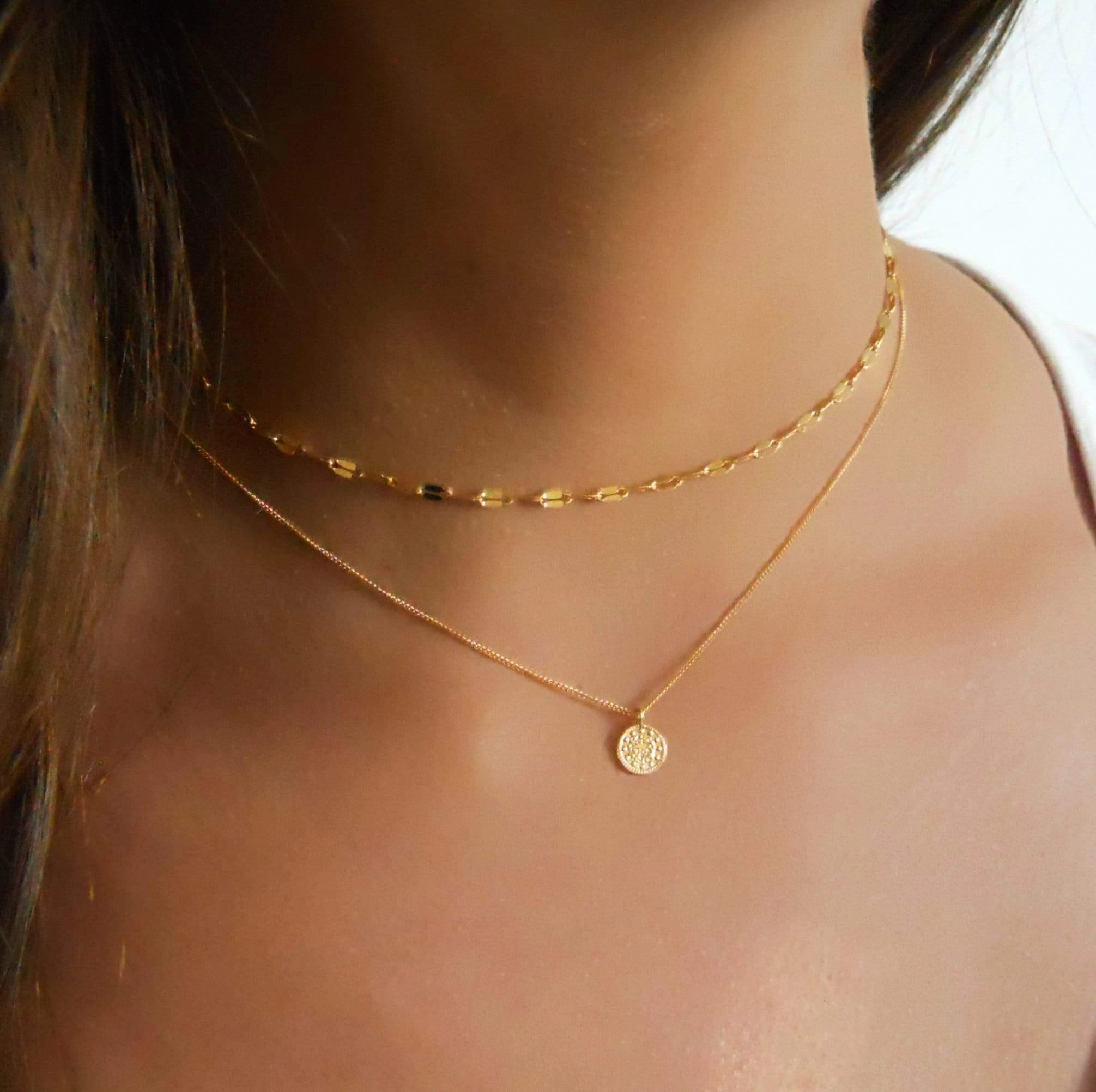 Gold Chain Choker & Tiny Coin Necklace - Set Of 2 Necklaces Exclusive Ornament Splendid Jewelry